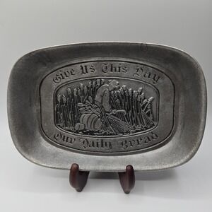 Pewter "Give Us This Day Our Daily Bread" Wilton Armetale Tray Plate EUC